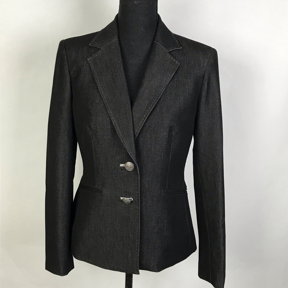 KASPER Women's Black Button-Up Lined Blazer Size 4